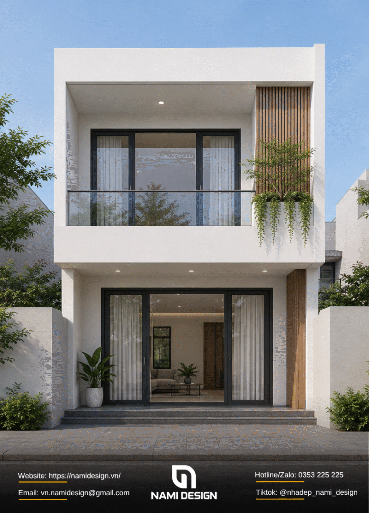 Nhà ống 2 tầng tối giản tiết chế