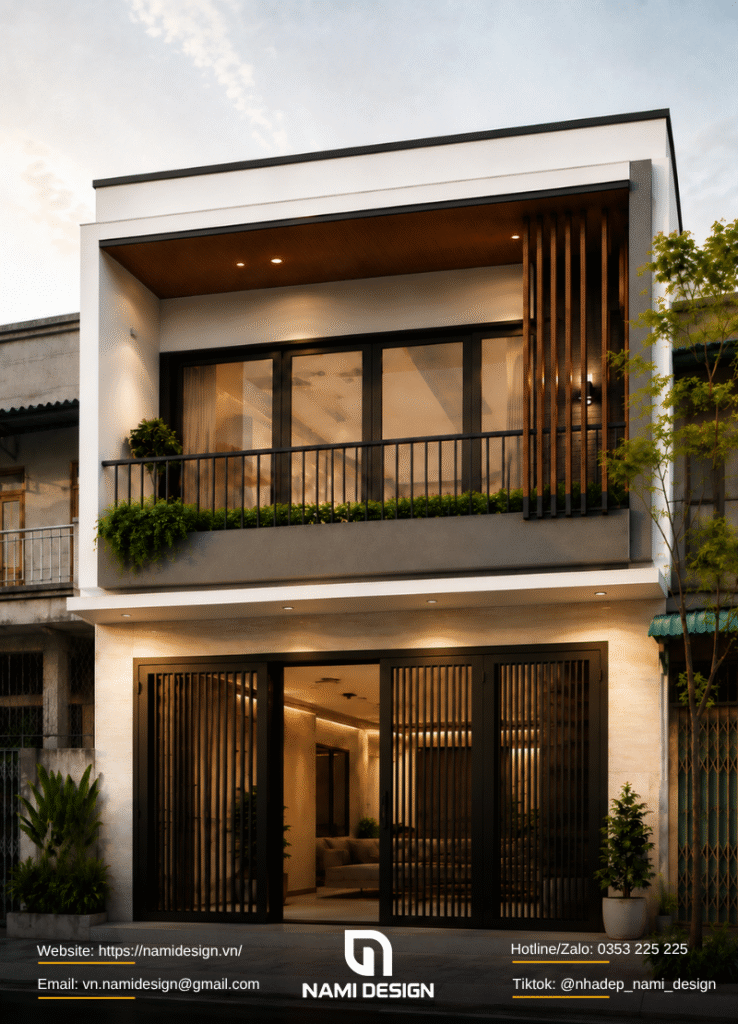 Nhà ống 2 tầng mặt tiền 5m hiện đại