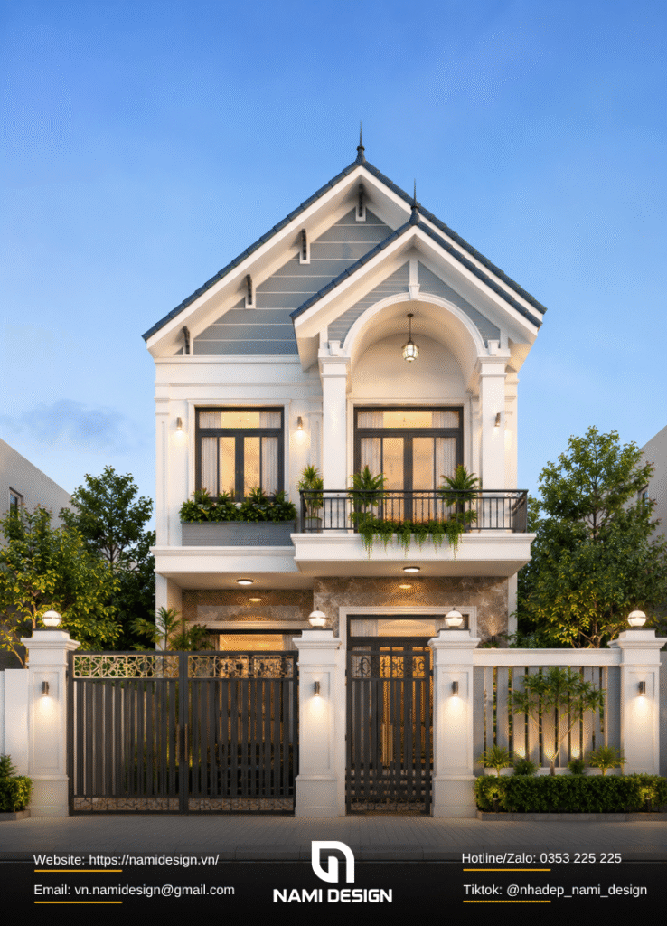 Nhà ống 2 tầng mặt tiền 5m mái Thái