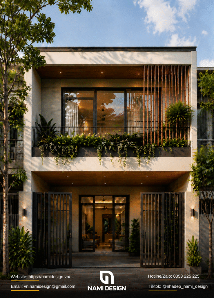 Nhà ống 2 tầng mặt tiền 5m Modern Tropical