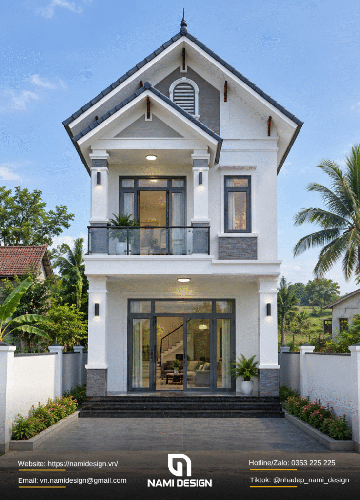 Nhà ống nông thôn 2 tầng mái Thái
