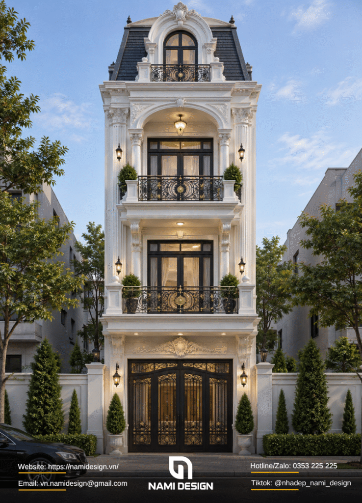 Nhà ống tân cổ điển mái Mansard