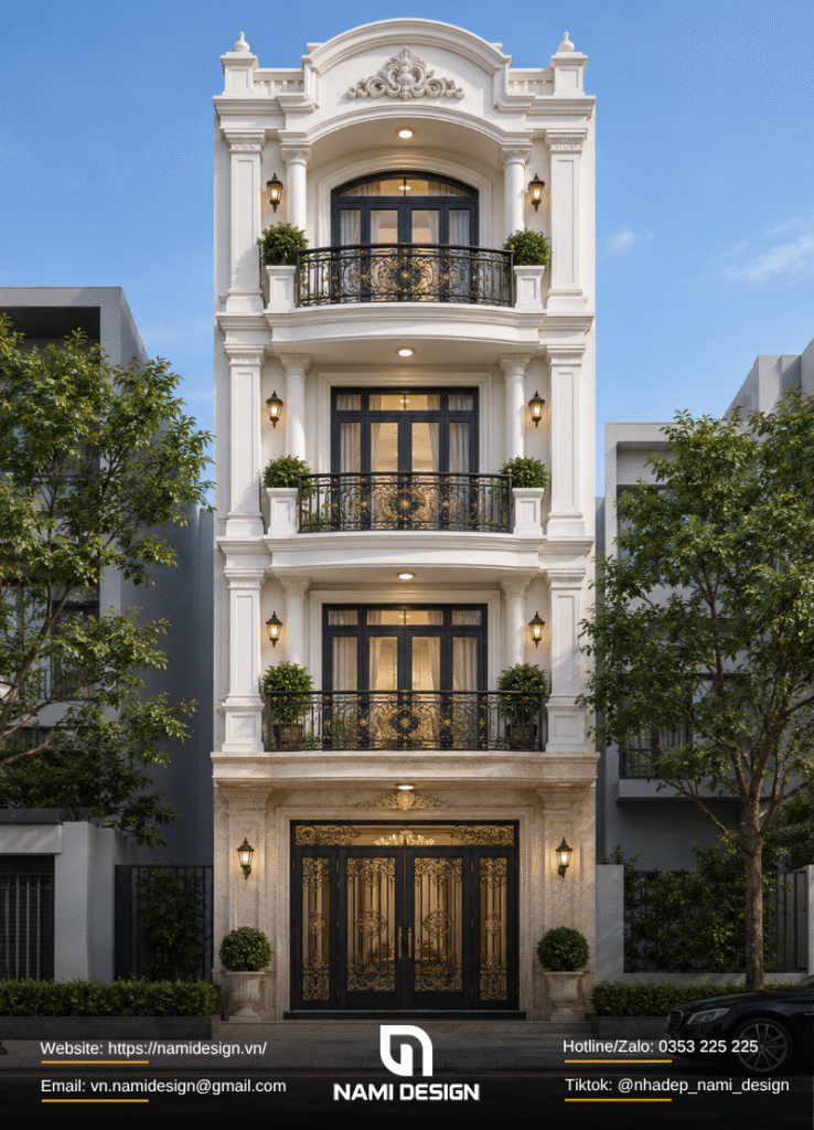 Nhà phố 4 tầng tân cổ điển