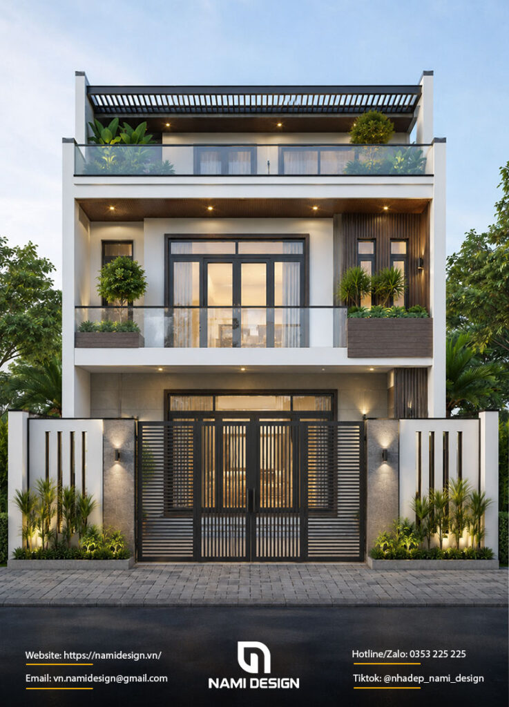 Nhà phố chiều rộng 7m 2 tầng 1 tum