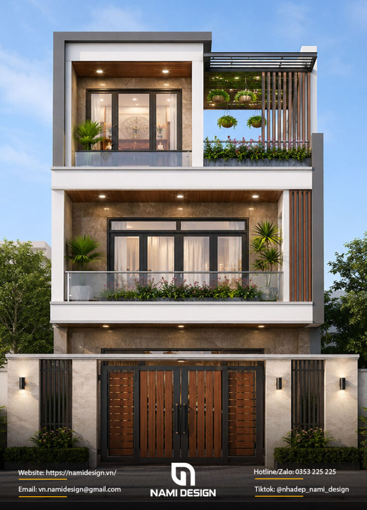 Nhà phố chiều rộng 7m có phòng thờ và sân phơi