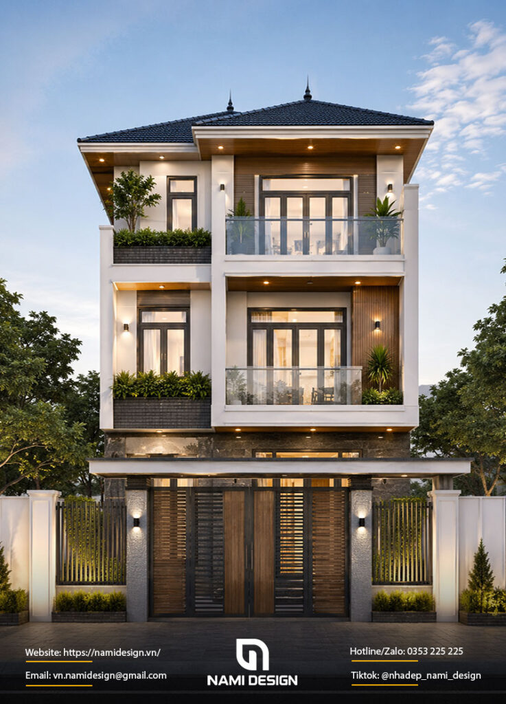 Nhà phố chiều rộng 7m mái Nhật