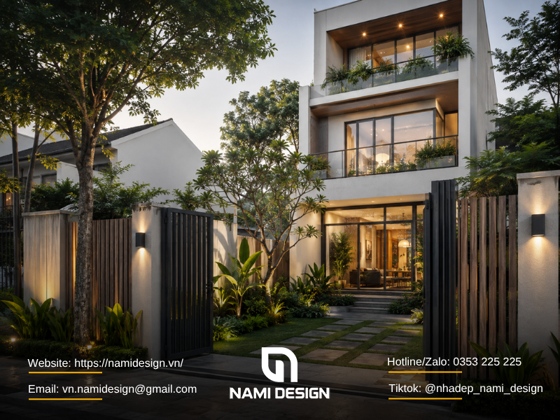 Nhà phố có sân vườn trước nhà