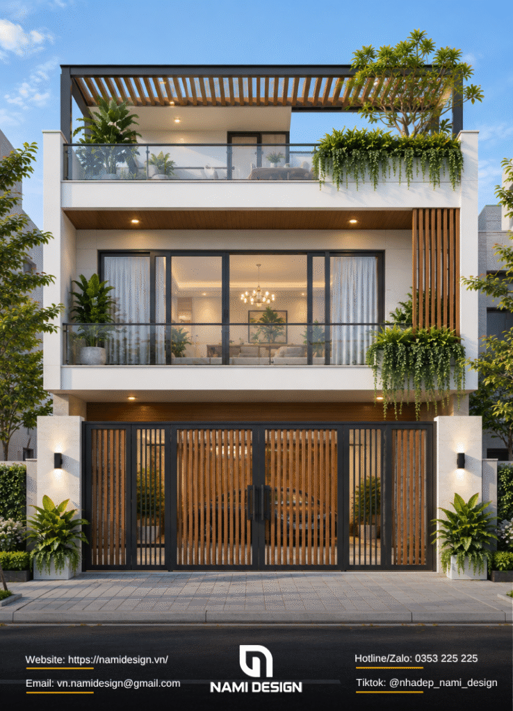 Nhà phố rộng 6m 2 tầng 1 tum có sân thượng