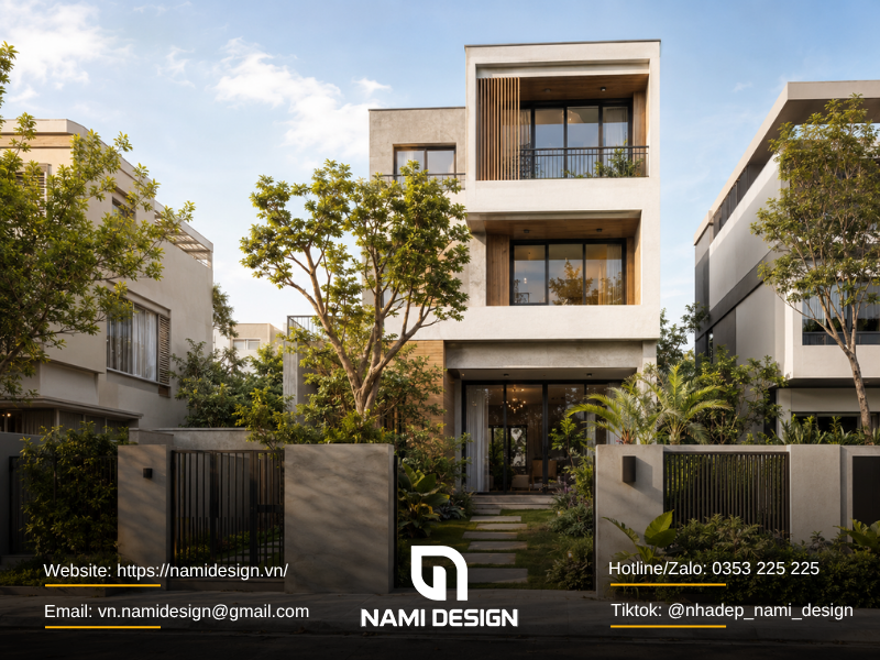 Nhà phố sân vườn phong cách hiện đại - tối giản