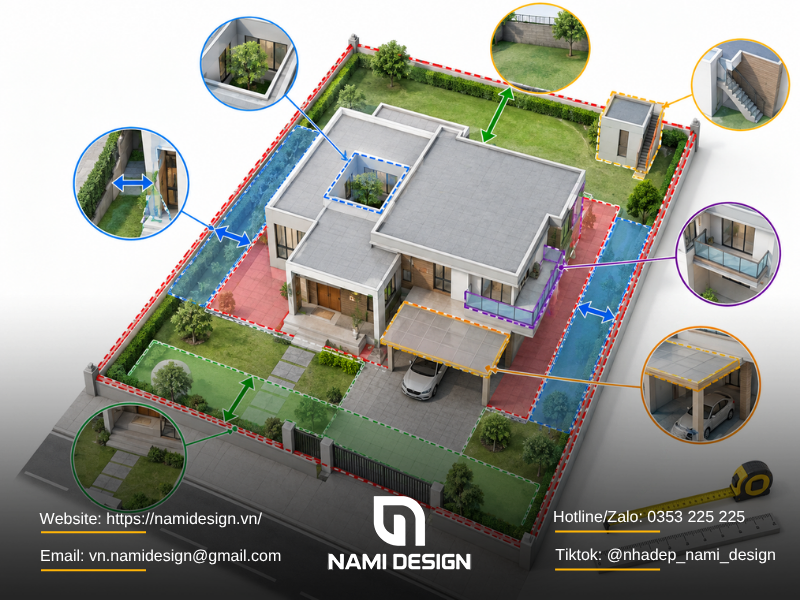 Những phần diện tích cần kiểm tra khi tính mật độ xây dựng