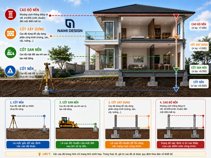 Phân biệt cốt nền, cốt xây dựng, cốt san nền và cao độ nền