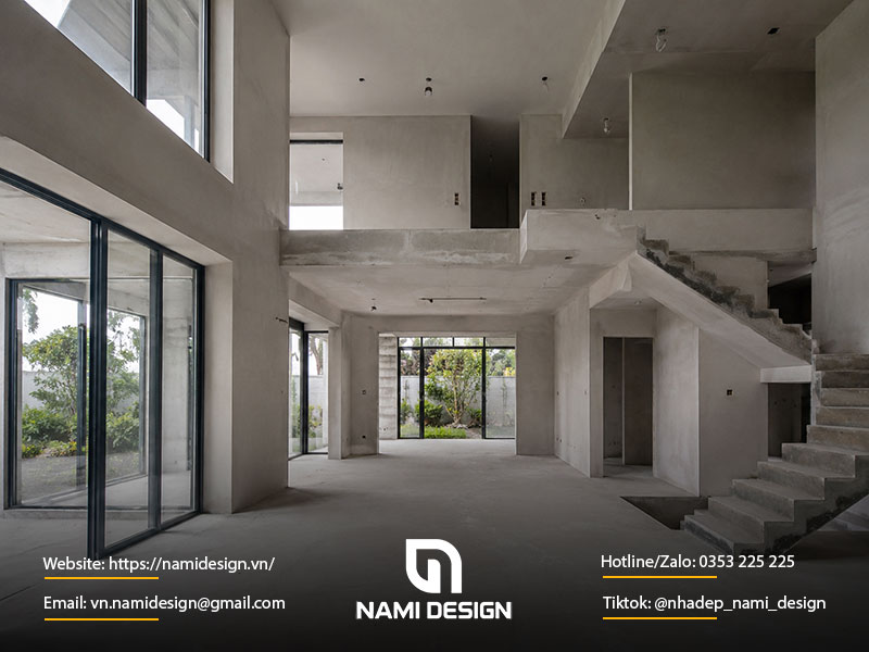 Thiết kế nội thất biệt thự đã hoàn thiện phần thô