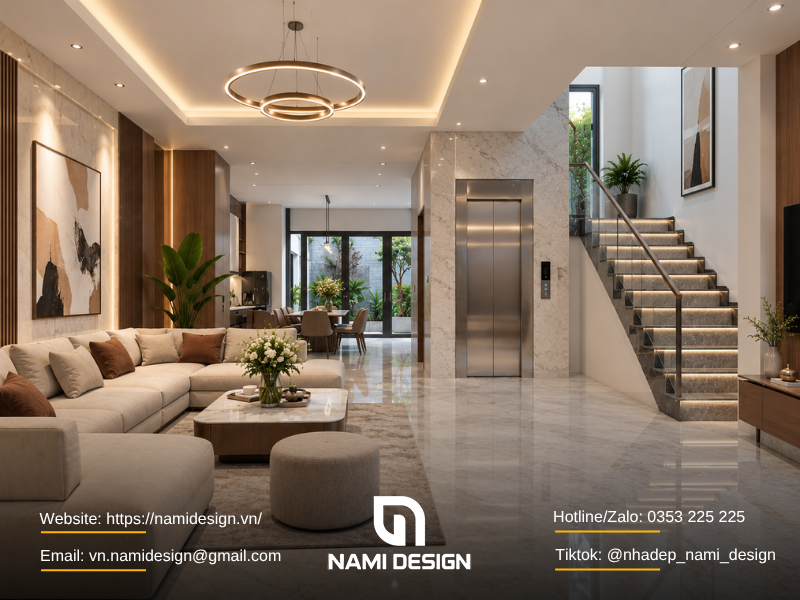Tổng hợp những mẫu nhà phố 5 tầng có thang máy
