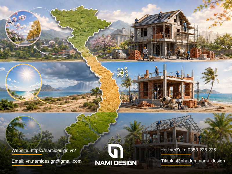Xây nhà tháng mấy thì đẹp thì từng vùng miền