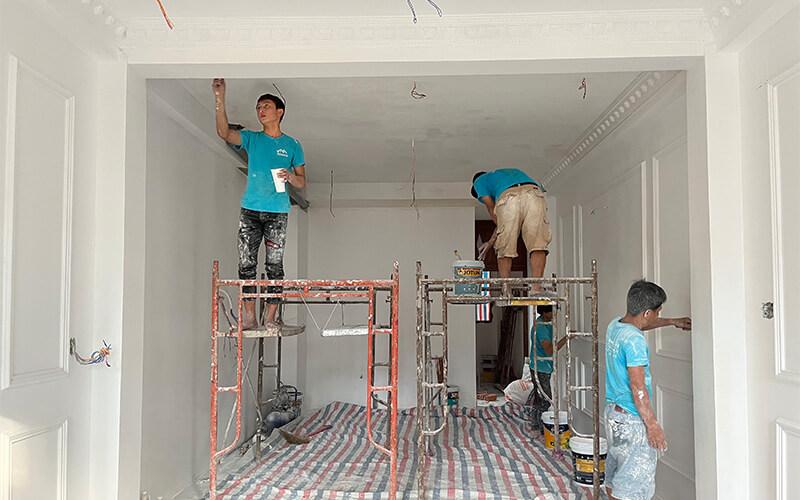 Báo giá thi công cải tạo nhà Hà Nội - Sửa nhà trọn gói uy tín 2025 8 Sơn bả trần và tường