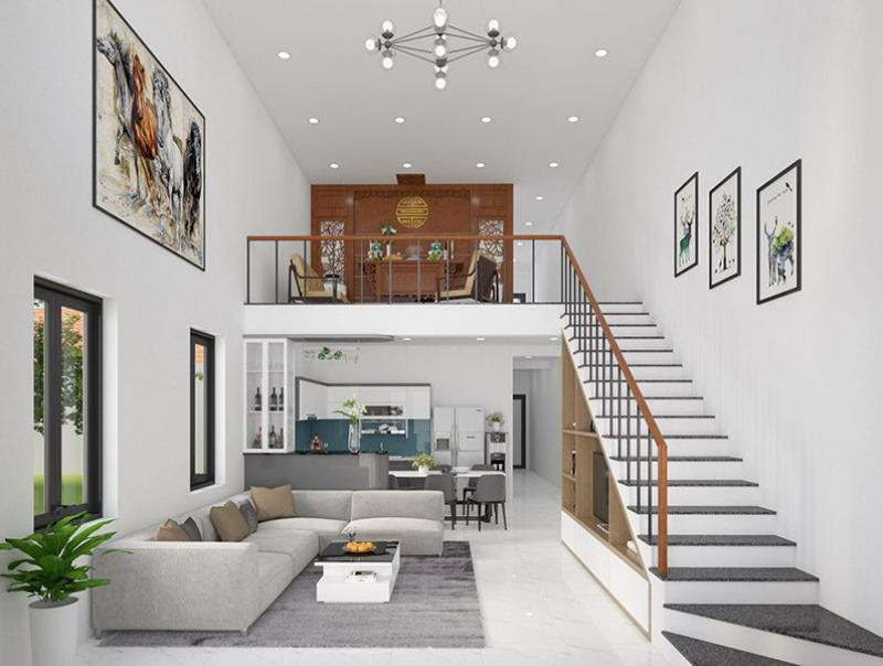 Mẫu nhà cấp 4 gác lửng hiện đại