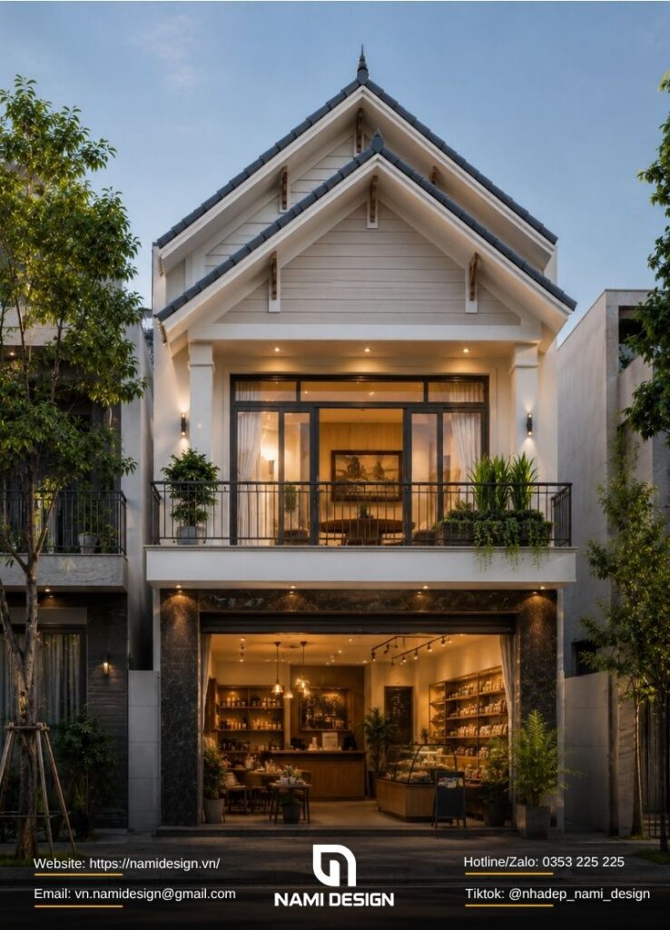 Mẫu nhà ống 2 tầng mái Thái kết hợp kinh doanh