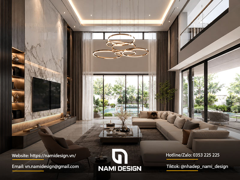 Mẫu phòng khách biệt thự hiện đại