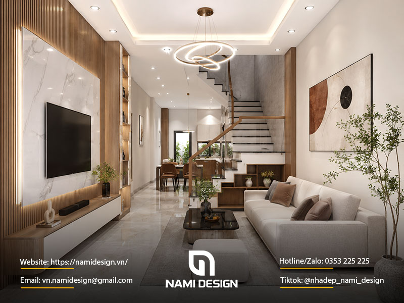 Mẫu phòng khách nhà ống mặt tiền 4m