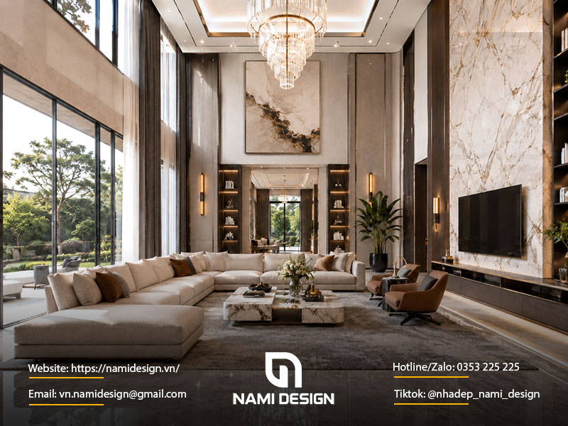Mẫu thiết kế nội thất phòng khách biệt thự