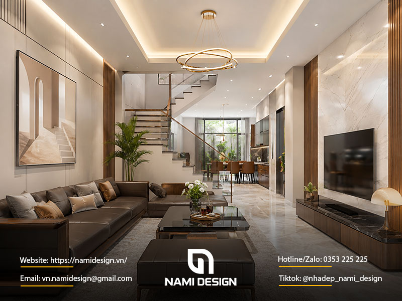Mẫu thiết kế nội thất phòng khách nhà phố, nhà ống