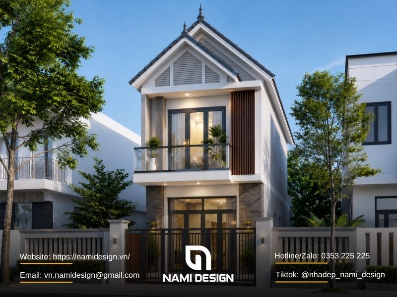 Tổng hợp các mẫu nhà ống 2 tầng mái Thái