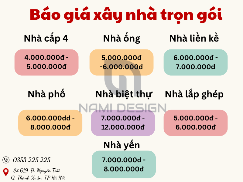 Báo giá xây nhà trọn gói của Nami Design
