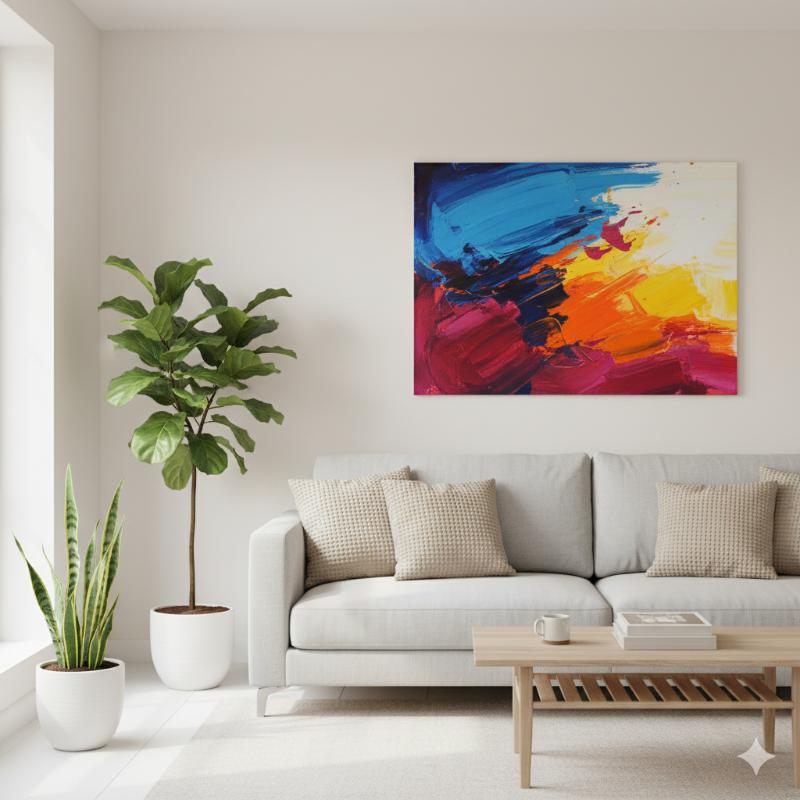 Sơn tường màu trắng ngà làm nền hoàn hảo, tôn vinh vẻ đẹp của nội thất và tranh treo tường nghệ thuật