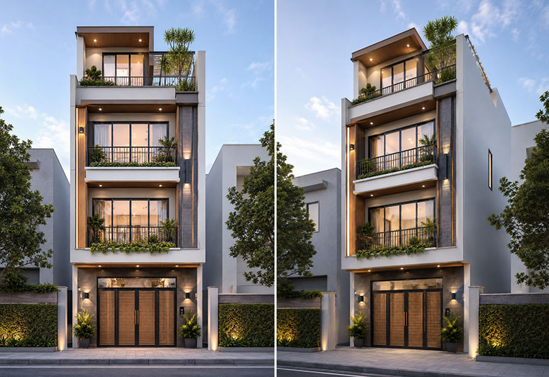 Mẫu nhà 50m2 3 tầng 1 tum