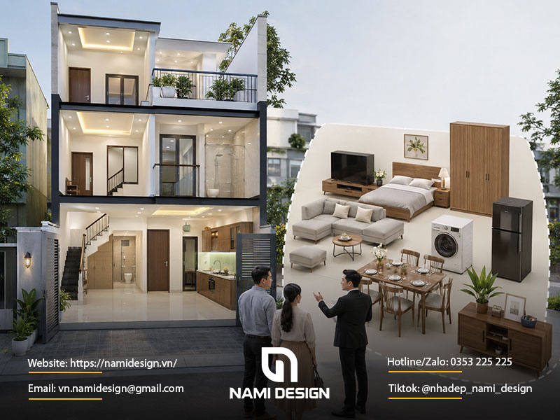 Xây nhà trọn gói đã bao gồm nội thất chưa