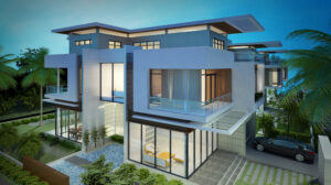 Mẫu thiết kế biệt thự kính hiện đại, sang trọng