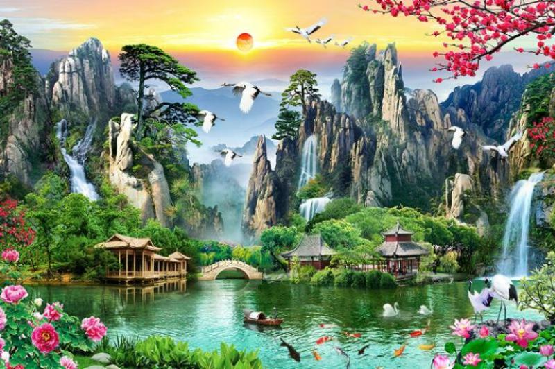 Vẻ đẹp hùng vĩ của thiên nhiên giúp thu hút vượng khí và mang lại cảm giác bình yên cho gia chủ