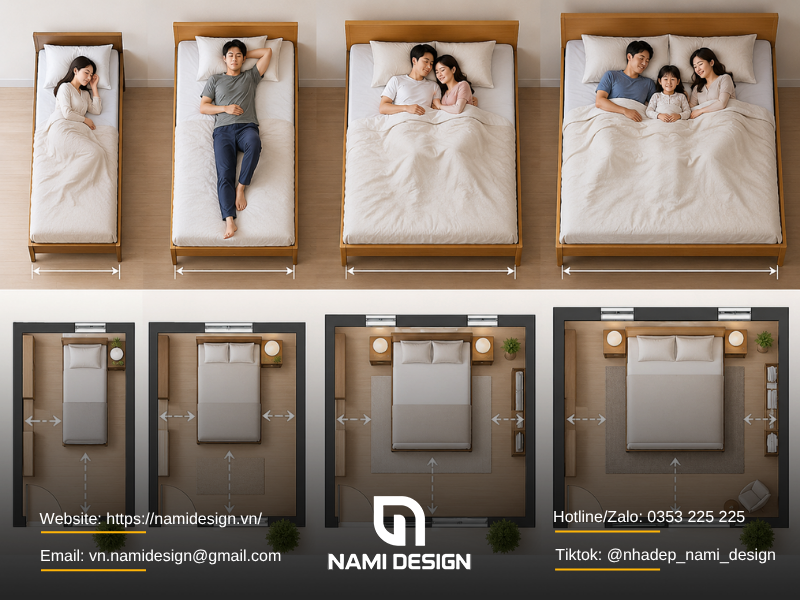 Chọn kích thước giường ngủ phù hợp người dùng và mặt bằng phòng