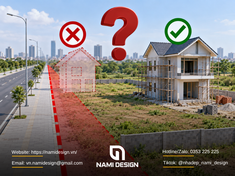 Đất vướng chỉ giới đường đỏ có xây nhà được không