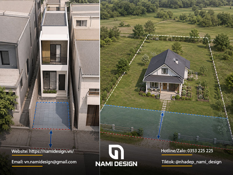 Khoảng lùi đối với nhà trong ngõ và nhà ở nông thôn