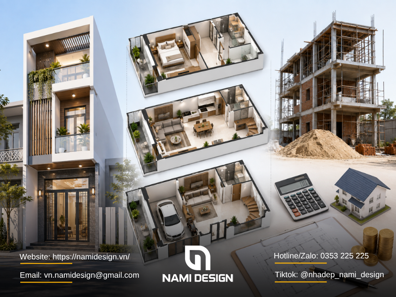 Ví dụ cách tính chi phí xây nhà 5x15m 3 tầng
