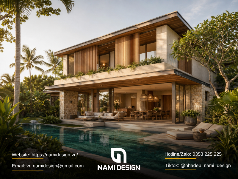 Biệt thự Modern Tropical 2 tâng có sân vườn hoặc hồ bơi