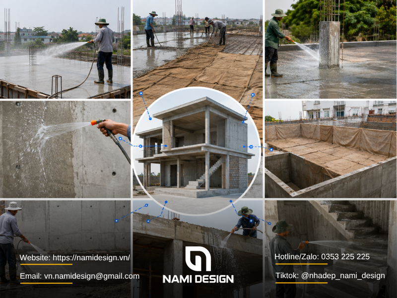 Cách bảo dưỡng bê tông theo từng hạng mục nhà ở
