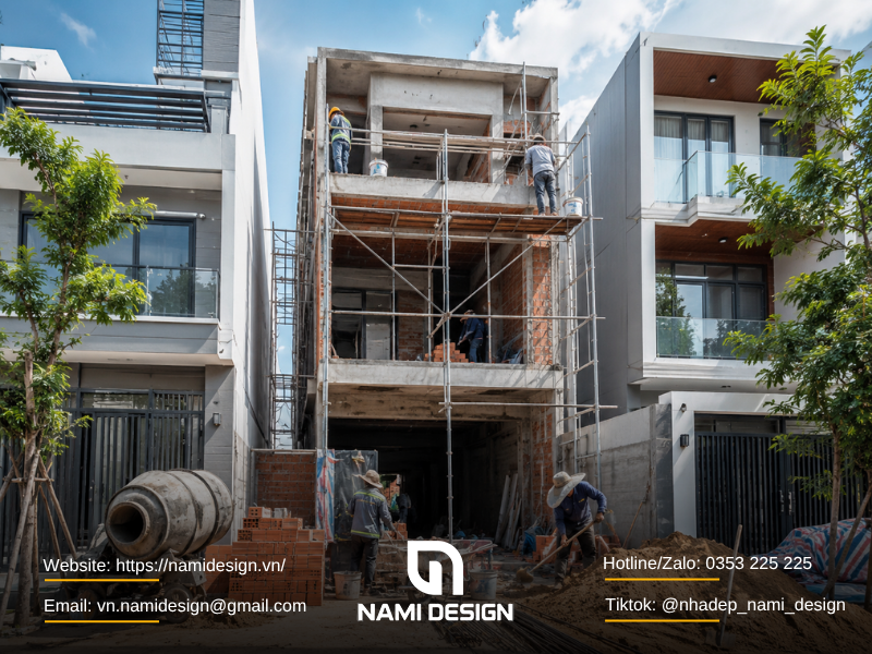 Hướng dẫn quy trình thi công nhà phố chi tiết