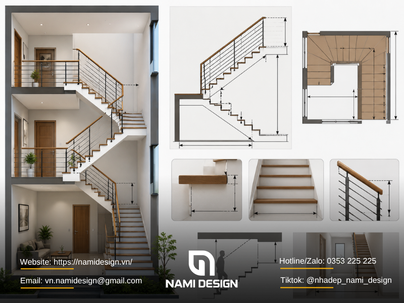 Kích thước cầu thang nhà phố tiêu chuẩn trong xây dựng