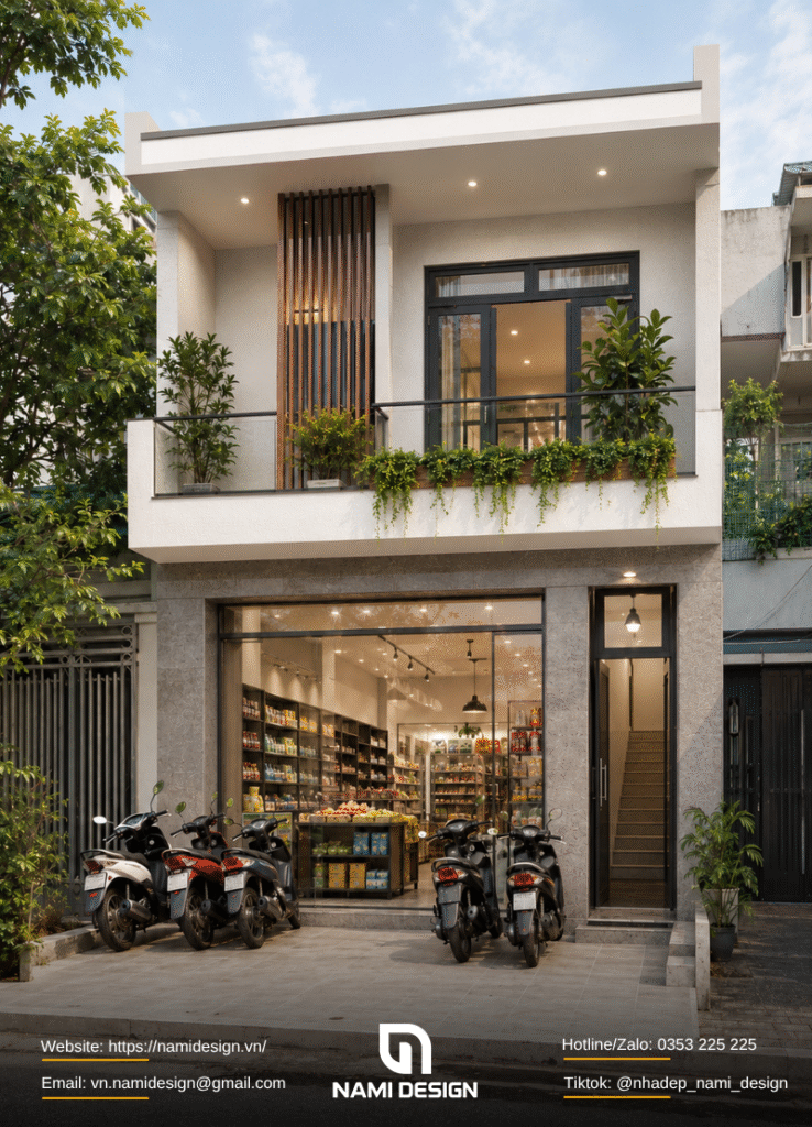 Nhà 1-2 tầng kết hợp cửa hàng nhỏ