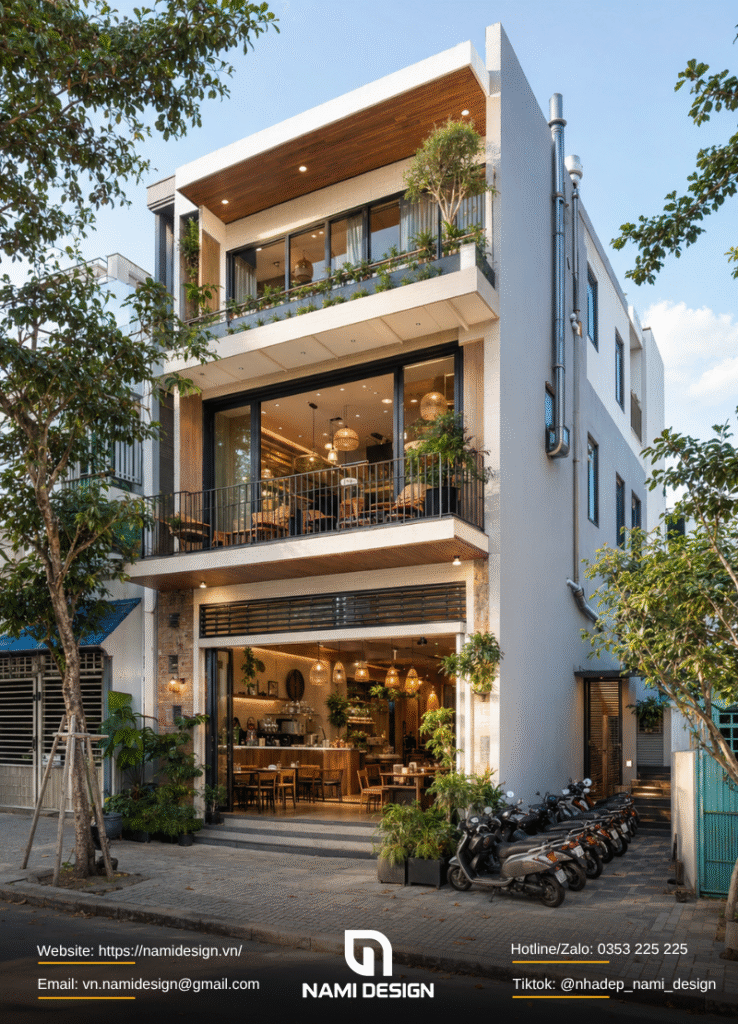 Nhà kết hợp quán cafe, ăn uống