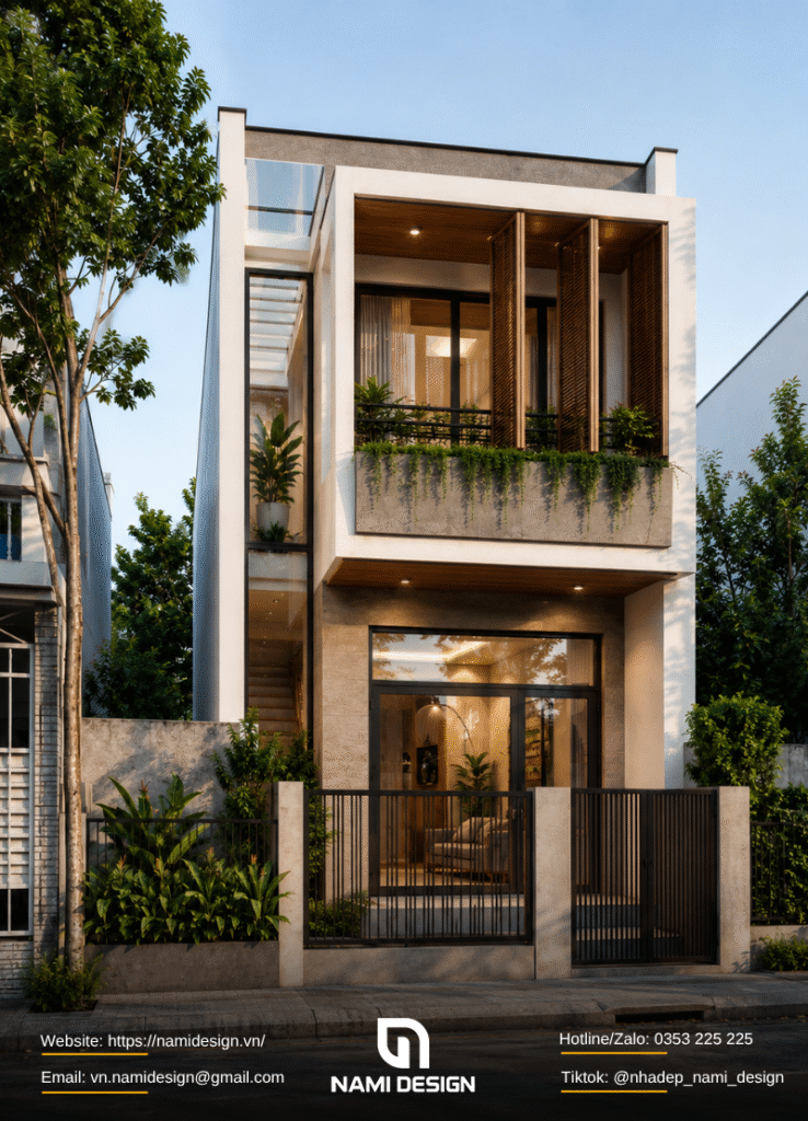 Nhà ống 2 tầng 4x15m có giếng trời