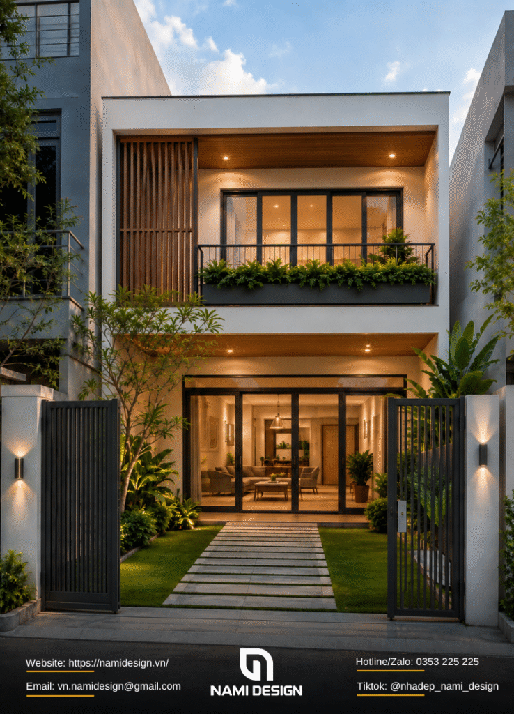 Nhà ống 2 tầng 5x18m có sân trước