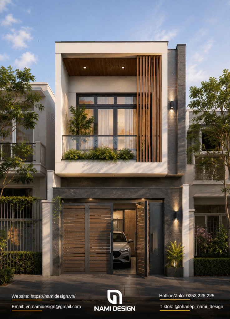 Nhà ống 2 tầng có gara ô tô