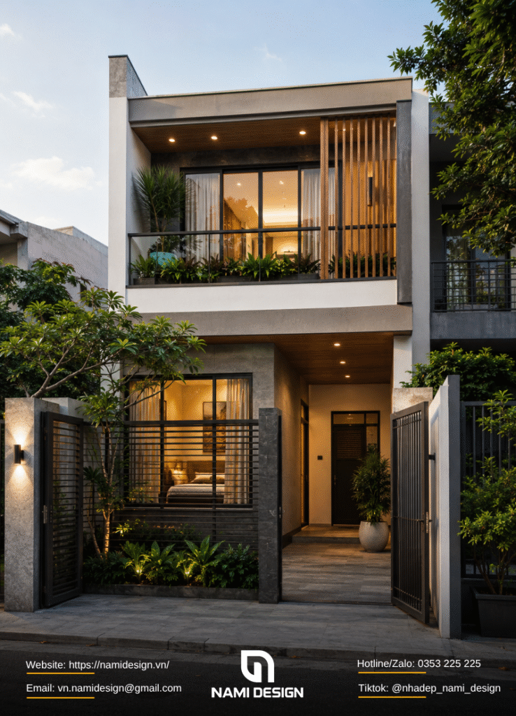 Nhà ống 2 tầng có phòng ngủ ở tầng 1