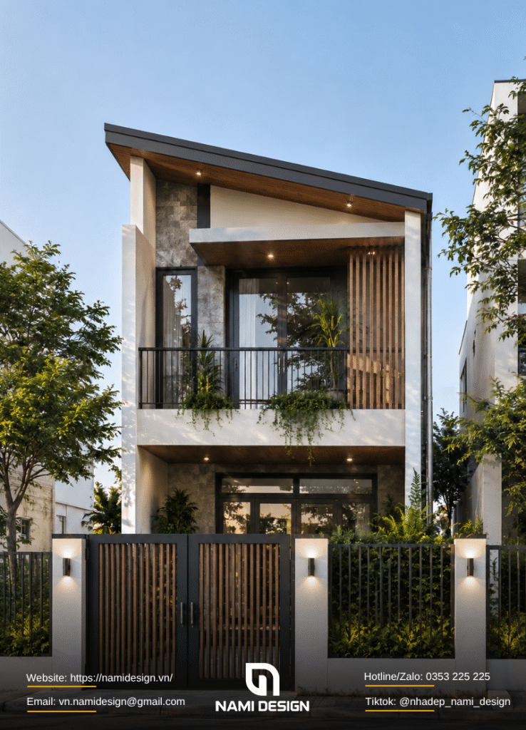 Nhà ống 2 tầng mái lệch