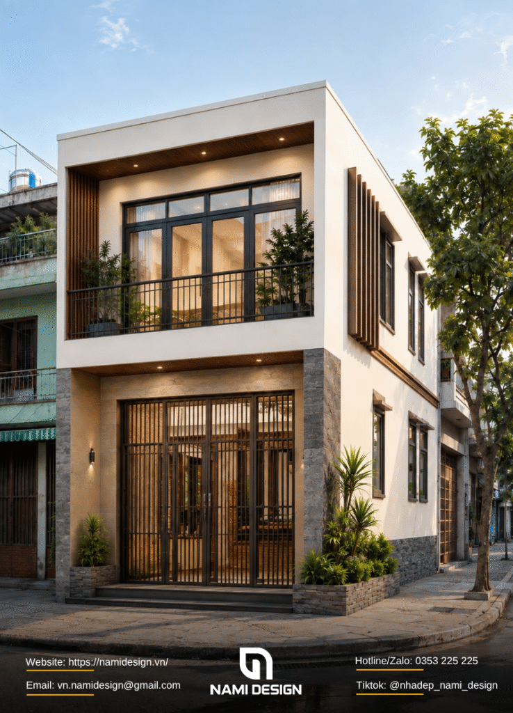 Nhà phố lô góc mặt tiền 4m 2 tầng