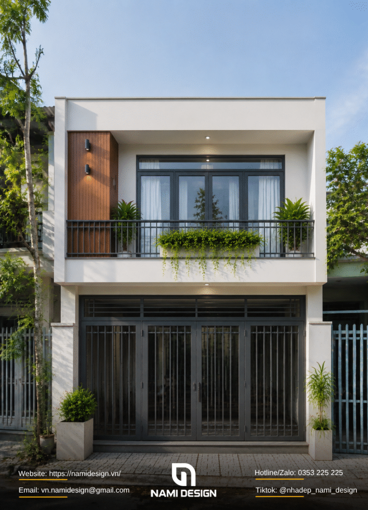 Nhà phố mặt tiền 4m 2 tầng tối giản để kiểm soát chi phí