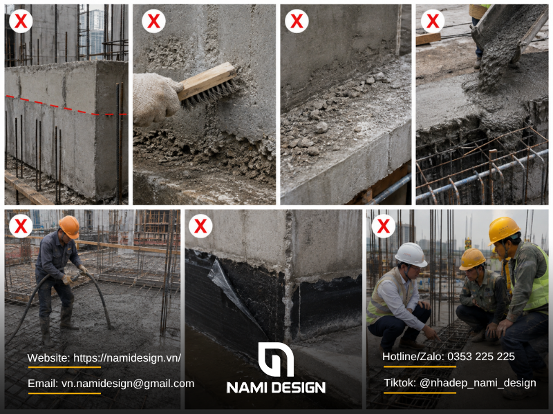 Những lỗi cần tránh khi xử lý mạch ngừng bê tông